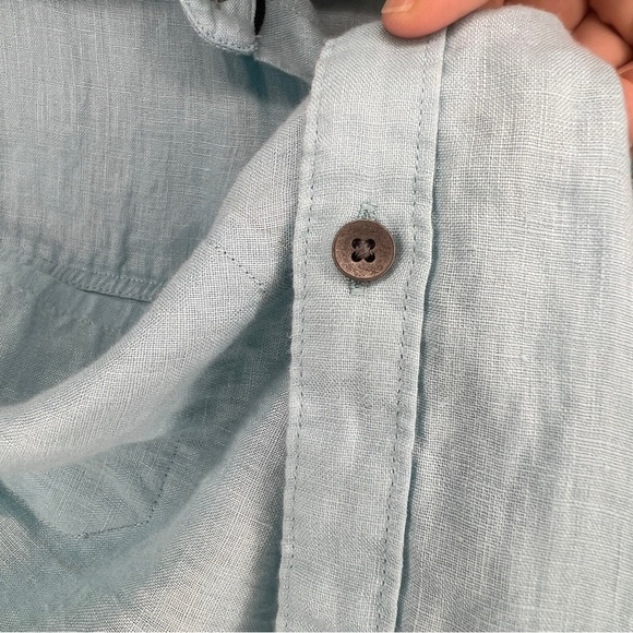 Kenneth Cole Men's Linen Short Sleeve Button Down Shirt Aqua Size Large - Picture 3 of 7